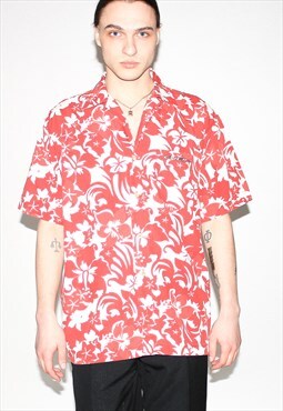 Vintage 90s tropic print summer shirt in red