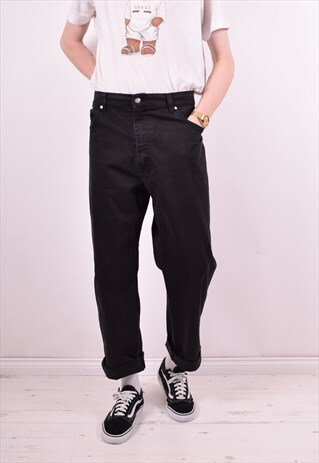 LACOSTE MENS VINATGE JEANS W40 L29 BLACK 90'S