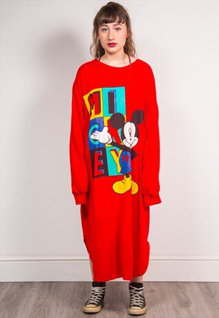VINTAGE 90'S MICKEY MOUSE SWEATSHIRT JUMPER DRESS