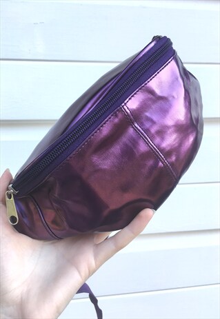 VINTAGE BUMBAG PUPRPLE METALLIC MONOGRAM SHINY FANNYPACK 90S