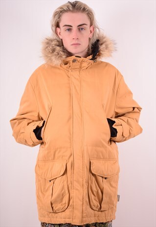 DIADORA MENS VINTAGE PARKA JACKET LARGE BROWN 90S