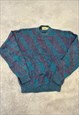 VINTAGE KNITTED JUMPER ABSTRACT PATTERNED KNIT SWEATER