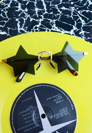 POP STAR SUNGLASSES - STAR SHAPED RIMLESS BLACK
