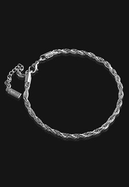 Silver Twisted Rope Chain Bracelet