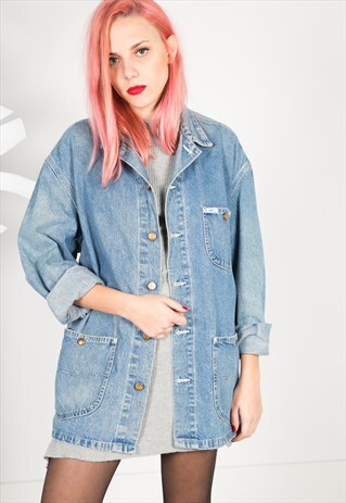 VINTAGE 80'S LEE LONG DENIM JACKET 0262 / 5510 / 403