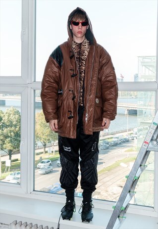 VINTAGE Y2K HUGE SUPER PUFFER JACKET IN DARK BROWN