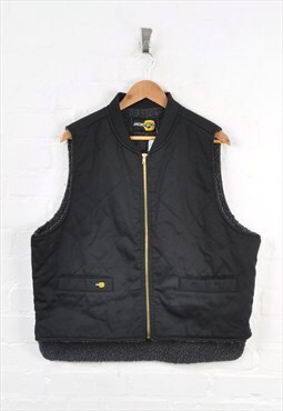 Vintage Jackfield Workwear Vest Gilet Sherpa Lined Black S