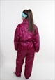 80S SHINY PINK SKI SUIT WOMEN VINTAGE ONE PIECE SKI JUMPSUIT