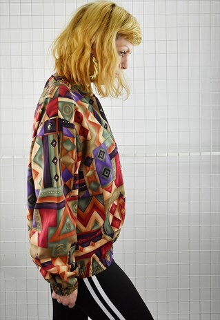 VINTAGE 80S GEOMETRIC SHAPES THEMED CRAZY PRINT JACKET