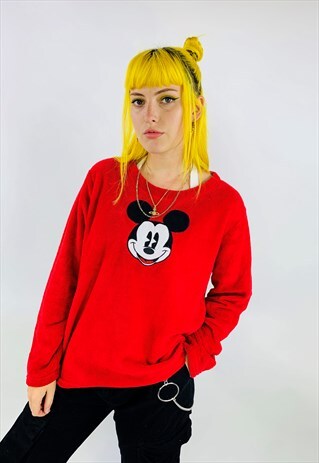 VINTAGE MICKEY EMBROIDERED DISNEY FLEECE SWEATSHIRT