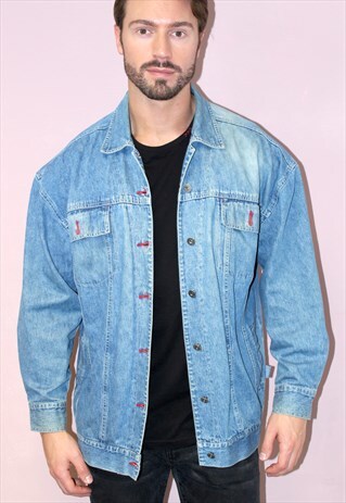 VINTAGE 80S BLUE WASH OVERSIZED HIPSTER DENIM JACKET