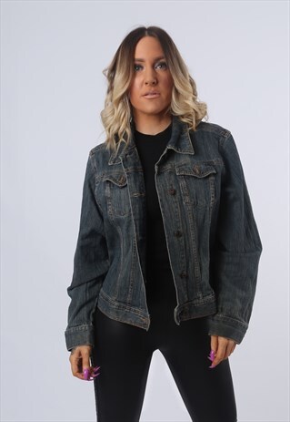 DENIM JACKET VINTAGE LIGHTWEIGHT FITTED UK 16 (CK4O)