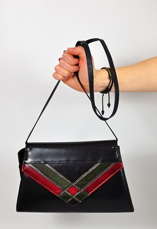 VINTAGE 1980'S NAVY PATTERNED SHOULDER BAG