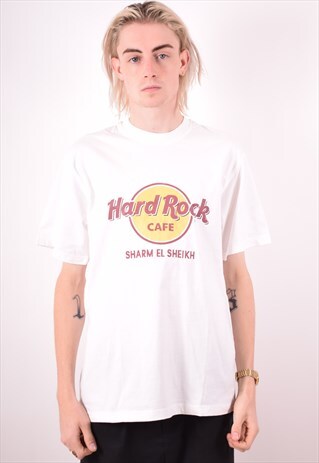 HARD ROCK CAFE MENS VINTAGE T-SHIRT TOP MEDIUM WHITE 90S
