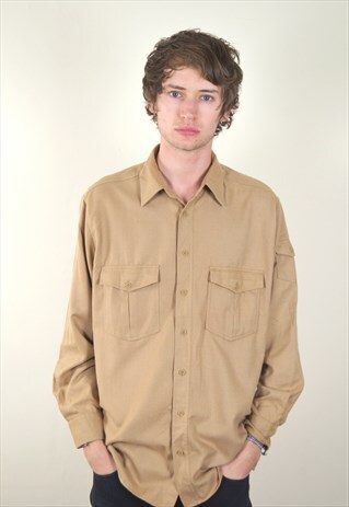 90S VINTAGE SANDY BROWN FLANNEL SHIRT