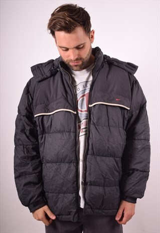 NIKE MENS VINTAGE PADDED JACKET LARGE BLACK 90S