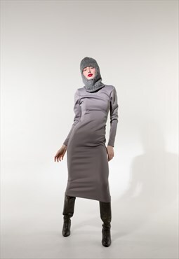 Vintage Grey Neoprene Maxi Dress