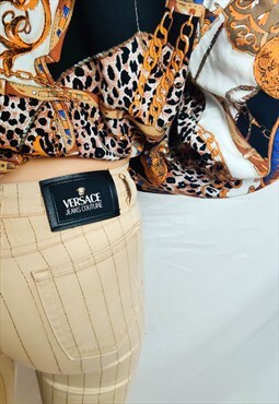 Vintage Versace Stripe Skinny Jeans (Waist - 26 inches)