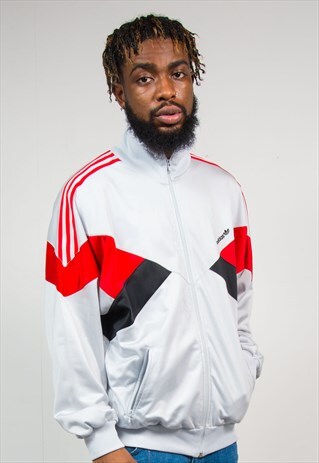 ADIDAS 90'S SHINY SILVER TRACKSUIT JACKET TOP