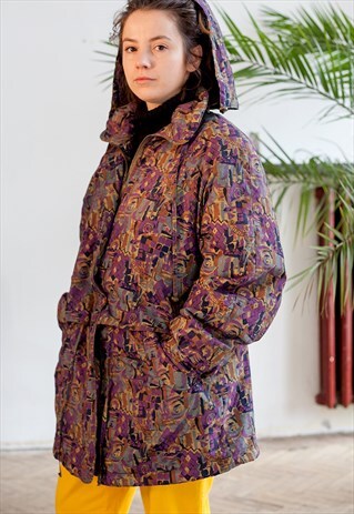 ABSTRACT PRINT, QUILTED SPRING PARKA FROM THE 90S