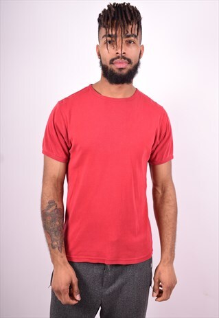 TOMMY HILFIGER MENS VINTAGE T-SHIRT TOP MEDIUM RED 90'S