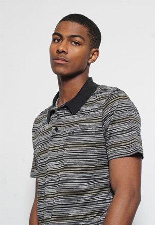 VINTAGE MISSONI STRIPED POLO SHIRT BLACK