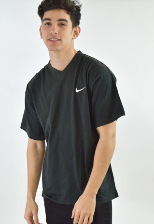 VINTAGE BLACK NIKE V NECK T SHIRT