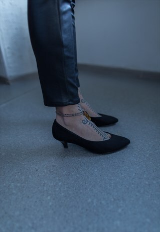 VINTAGE 80'S BLACK TEXTURED GABOR SHOES