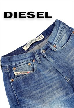Women's Vintage Diesel Y2K Low-Rise Straight-Leg blue jeans 