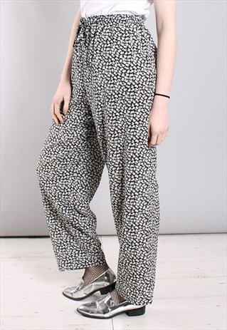 VINTAGE 80S FLORAL PATTERNED HIGH WAISTED TROUSERS