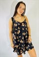 VINTAGE SIZE XL SATIN TEDDY BEAR MIDI SLIP DRESS IN MULTI