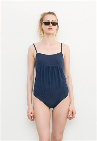 VINTAGE DENIM BLUE ONE PIECE MEDIUM LEG MATERNITY SWIMSUIT