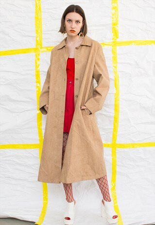 FAUX LEATHER SUEDE MAXI COAT
