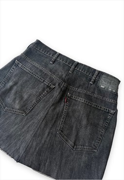 Vintage reworked Levis denim skirt grey high waisted mini