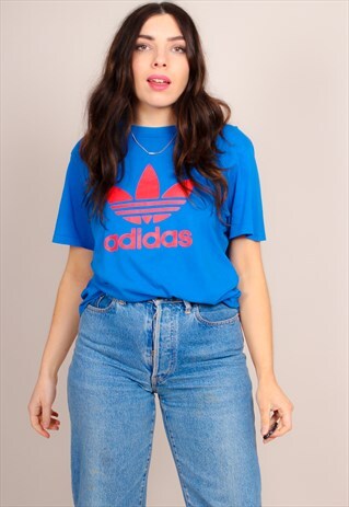 VINTAGE 90S ADIDAS OVERSIZED BLUE T-SHIRT