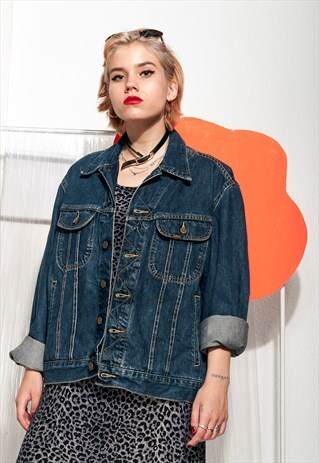 VINTAGE LEE DENIM JACKET 90S UNISEX OVERSIZED JEAN JACKET