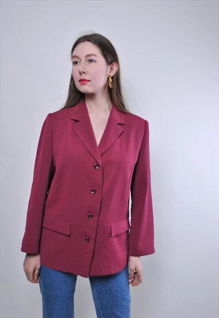 WOMEN VINTAGE CAUSAL SUIT RED BLAZER JACKET