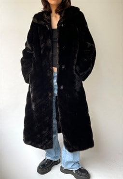 Vintage Long Brown Faux Fur Coat