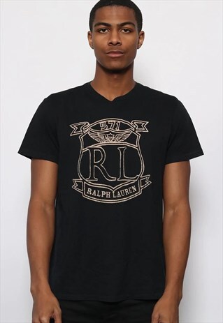 VINTAGE RALPH LAUREN PRINT LOGO T-SHIRT BLACK