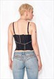 VINTAGE CORSET TOP Y2K SATIN BUSTIER IN BLACK