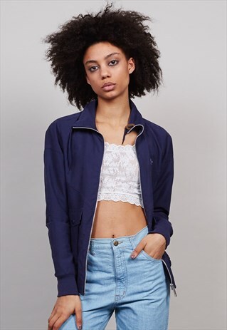 VINTAGE 90'S NAVY BLUE ADIDAS SPORTS BOMBER JACKET