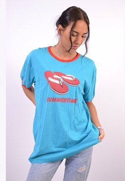 Vintage Moschino T-Shirt Top Blue