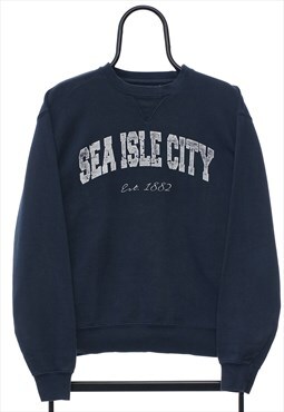 Vintage Sea Isle City Spellout Navy Sweatshirt Mens