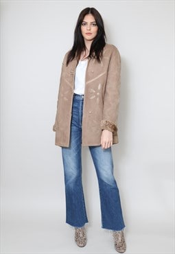 Vintage Ladies 70's Super Soft Brown Suede Coat Jacket 