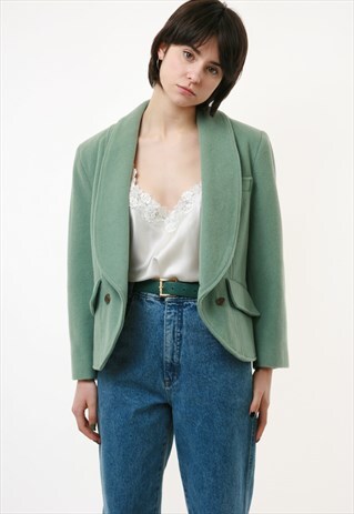 80S VINTAGE VTG RARE PURE WOOL WOOLMARK MINT BLAZER 2671