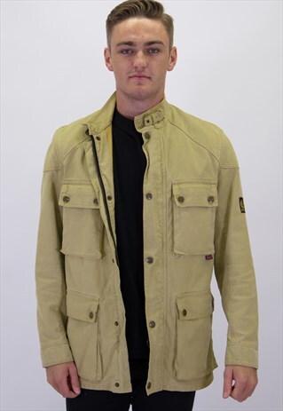 VINTAGE BELLSTAFF COAT JACKET IN BEIGE LARGE