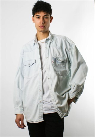 VINTAGE LEVI'S WHITE DENIM SHIRT, XL