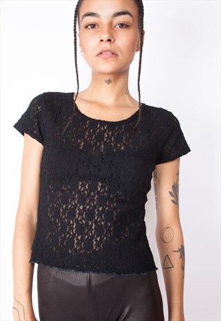 VINTAGE 90S FLORAL LACE TOP ID:A259