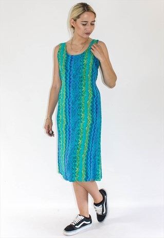 VINTAGE 90'S AQUA STRIPED SUMMER DRESS