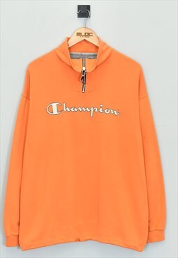 Vintage Champion Quarter Zip Sweatshirt Orange XLarge